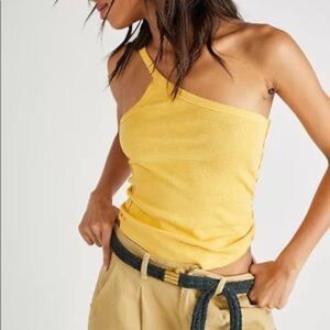 NWOT Free People One Way or Another One Shoulder Tank in Yellow Size Small